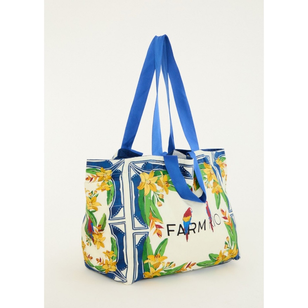 FARM Rio Brazil Tropical Parrot Large Canvas Carryall Tote Bag NWT - Picture 5 of 15